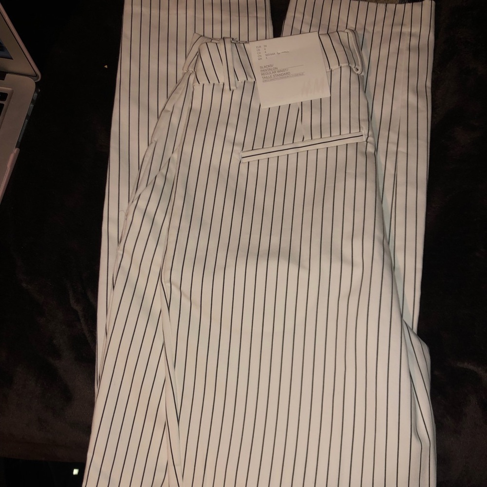 H&M White Stripe Dress Pants